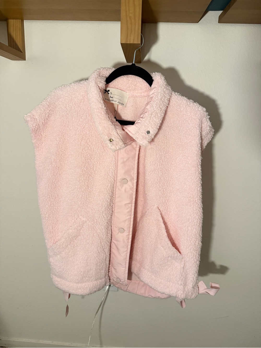 Sincerely Jules Light Pink Teddy Sherpa Vest